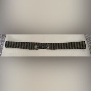 Vintage!!!  Fabric Striped belt with Bakelite buckle.